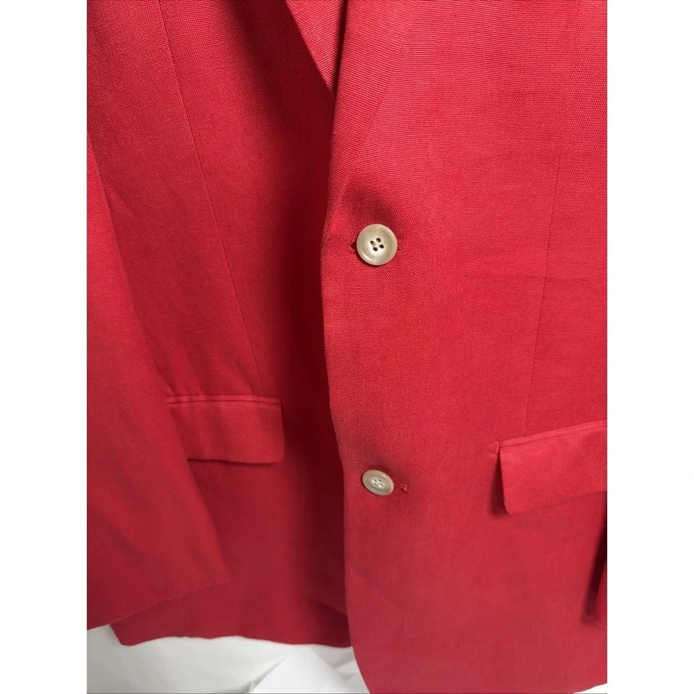 42L Classic-Fit Paul Frederick Red Linen Men's  Sport Coat Summer Wedding